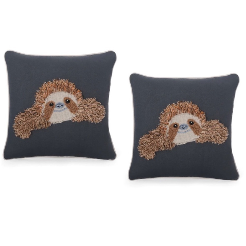 ✨NEW✨ Two (2) New Sloth Throw Pillow Covers (no insert)